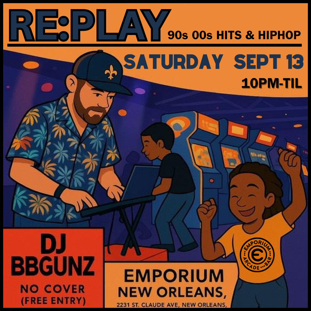 “RE:PLAY” 90s and 2000s Hip-Hop Arcade Party Flyer 9/13